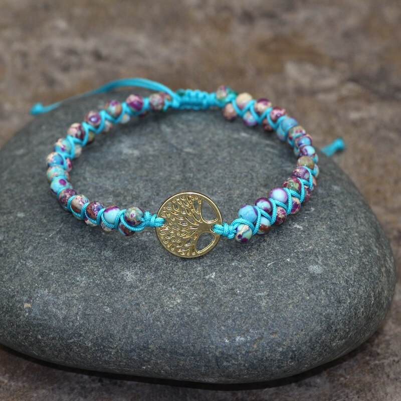 Unique Natural Stone Beads 3 Layers Wrap Bracelets For Women Girls Handmade Boho Leather Weave Bracelet  Jewelry Dropshipping